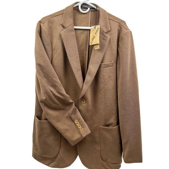 Paul Jones Men’s Casual Knit Blazer Jacket XL Camel Tan - NWT Lightweight Modern - Picture 2 of 7